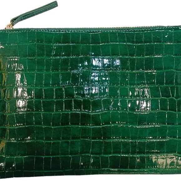 Handbags - Women Envelope Clutch Purse Crocodile Embossed PU Faux Leather Evening Party Bag